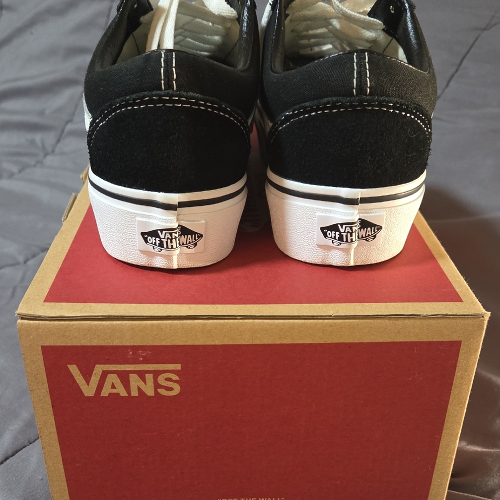 Vans Old Skool Platform Sneakers - Black and White - Picture 3 of 9